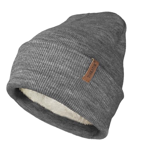 Bonnet en tricot d'hiver chaud et mixte taille unique avec doublure polaire