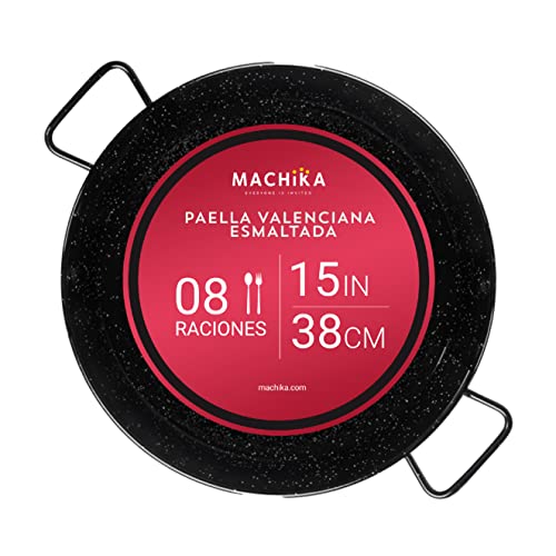 El Mejor Listado de Donde comprar paella - solo los mejores. 41 Machika Paellera Valenciana Esmaltada | Sartén Antiadherente con Asas Resistentes | Sarten Esmaltado Perfecto para Preparar Paella, Comida Marinera, Hamburguesas, Vegetales y Más...