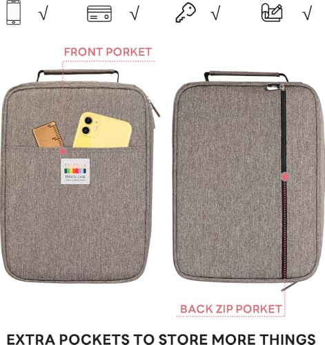 Image of JAKAGO 274 Slots Colored Pencil Case Large Capacity Pen Holder for Artist Painter Zipper Organizer Bag for Marker Highlighter Storage Case for Office Sketch Travel Supplies(Gray)