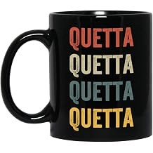 Quetta Ceramic Coffee Mug - Black 11oz, Retro Colors