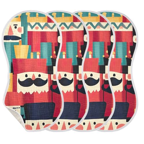 Baby Burp Cloths, Soft Absorbent Burping Cloths for Babies, Cotton Milk Spit Up Rags, Large Size for Newborns, Baby Boys and Girls (Cartoon Nutcracker)3