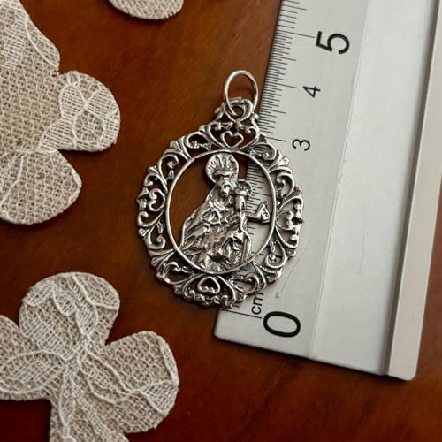 Medalla de la Virgen del Carmen de Plata Calada - Amuleto de Fe