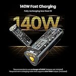 SHARGEEK 170 Power Bank, 170W Total 24,000mAh Portable Charger with Smart Display, IP66 Waterproof 140W PD3.1 Battery Pack for iPhone 15/14/13 Series Samsung Galaxy Google Pixel MacBook Steam Deck