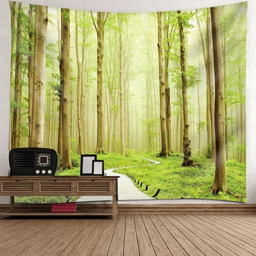 Décoration murale chambre forêt avec drapé textile paysage nature 130x150