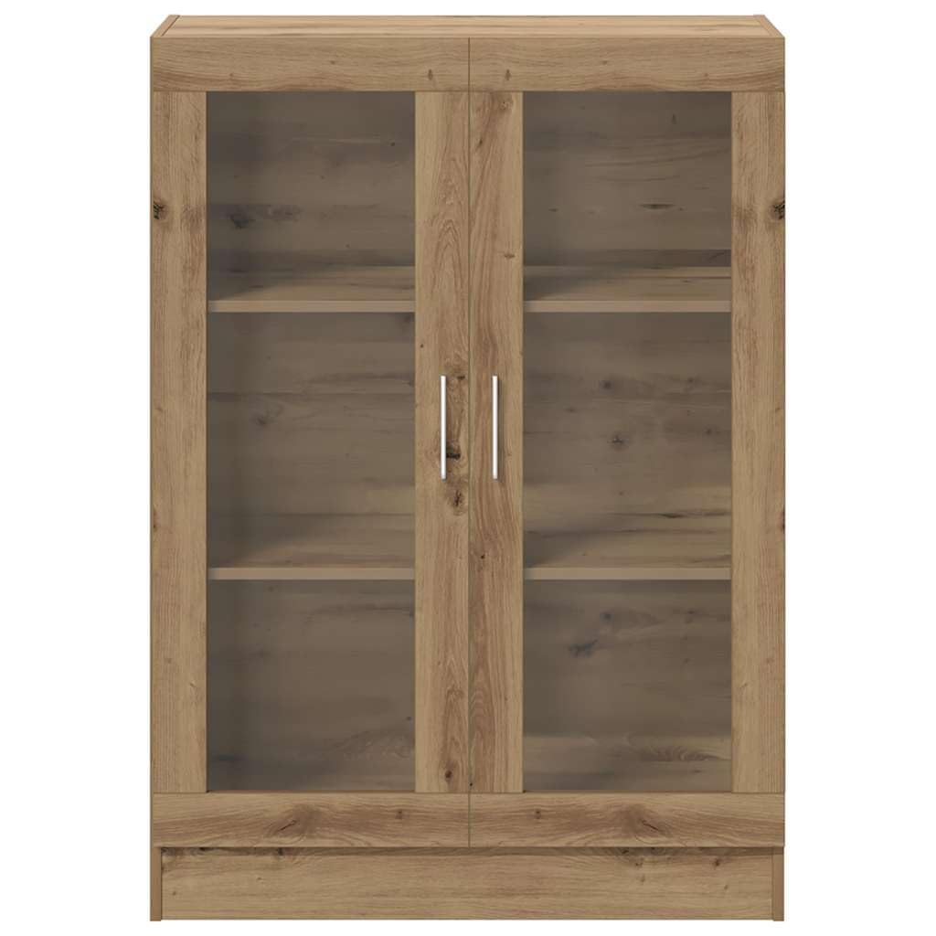 Oak Display Cabinet with Glass Doors, Tall Storage Cabinet with Adjustable Shelves, Wood Grain Showcase for Living Room, Study & Home Decor (82.5 x 30.5 x 115 cm)