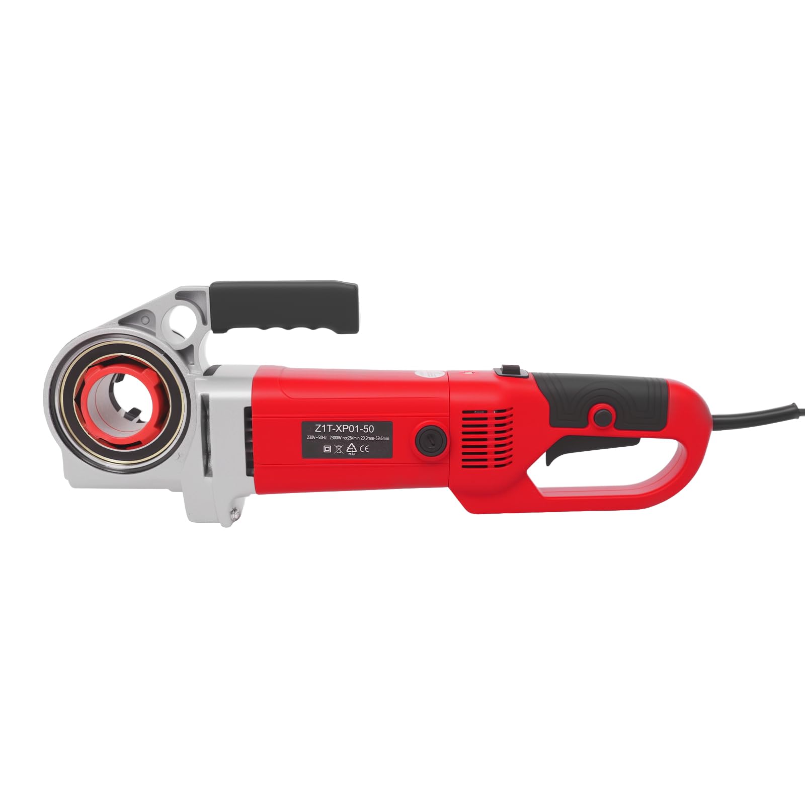 Elektryczna maszyna do gwintowania 230 V, 2300 W, z 6 matrycami 2", 1-1/2", 1-1/4", 1", 3/4", 1/2", 1/2", zwój gwintownika i zestaw zwojów tnących, elektryczna maszyna do Tapping Machine (czerwona)