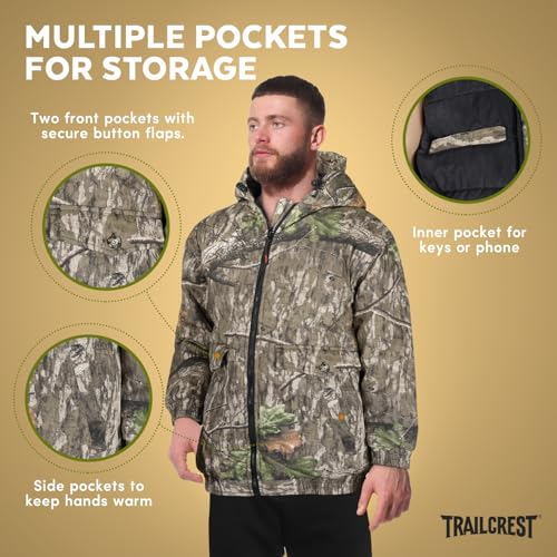Mossy Oak Men's Insulated Camo Jacket – Country Roots Pattern – Quilted Lining, Cotton Twill Shell, Cold Weather Work Jacket4
