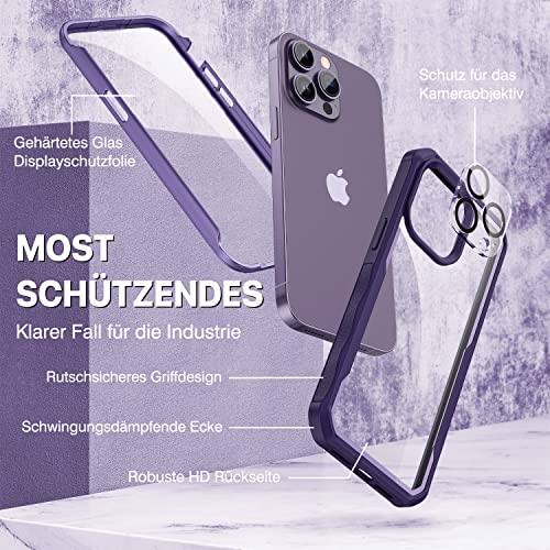 Cenhufo 360 Grad Schutzhülle für iPhone 14 Pro Max mit Panzerglas