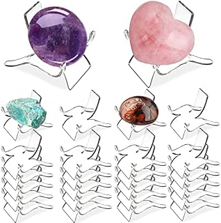(24 PCSDisplay Stand,Acrylic Rock Display stands,Clear Display Easel Stands Pedestal for Crystal Geodes Rock Mineral Agate Fossil Coral crystal/gemstone Small Collectibles Display Stands (Medium)