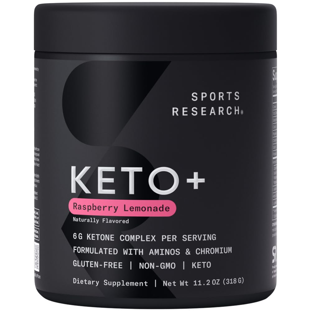 Sports Research Keto Plus Exogenous Ketones with goBHB - 30 Servings | Keto Electrolyte Powder for Hydration, Energy, Focus & Ketosis | Keto Certified, Vegan Friendly (Raspberry Lemonade)
