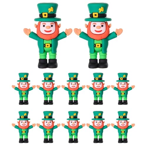 MM MEGIJAAKI 12 Pack Mini Leprechaun Figurine St. Patricks Day Mini Figures to Hide Small Leperchan Figurines for Leprechaun Trap Table Decor (12)