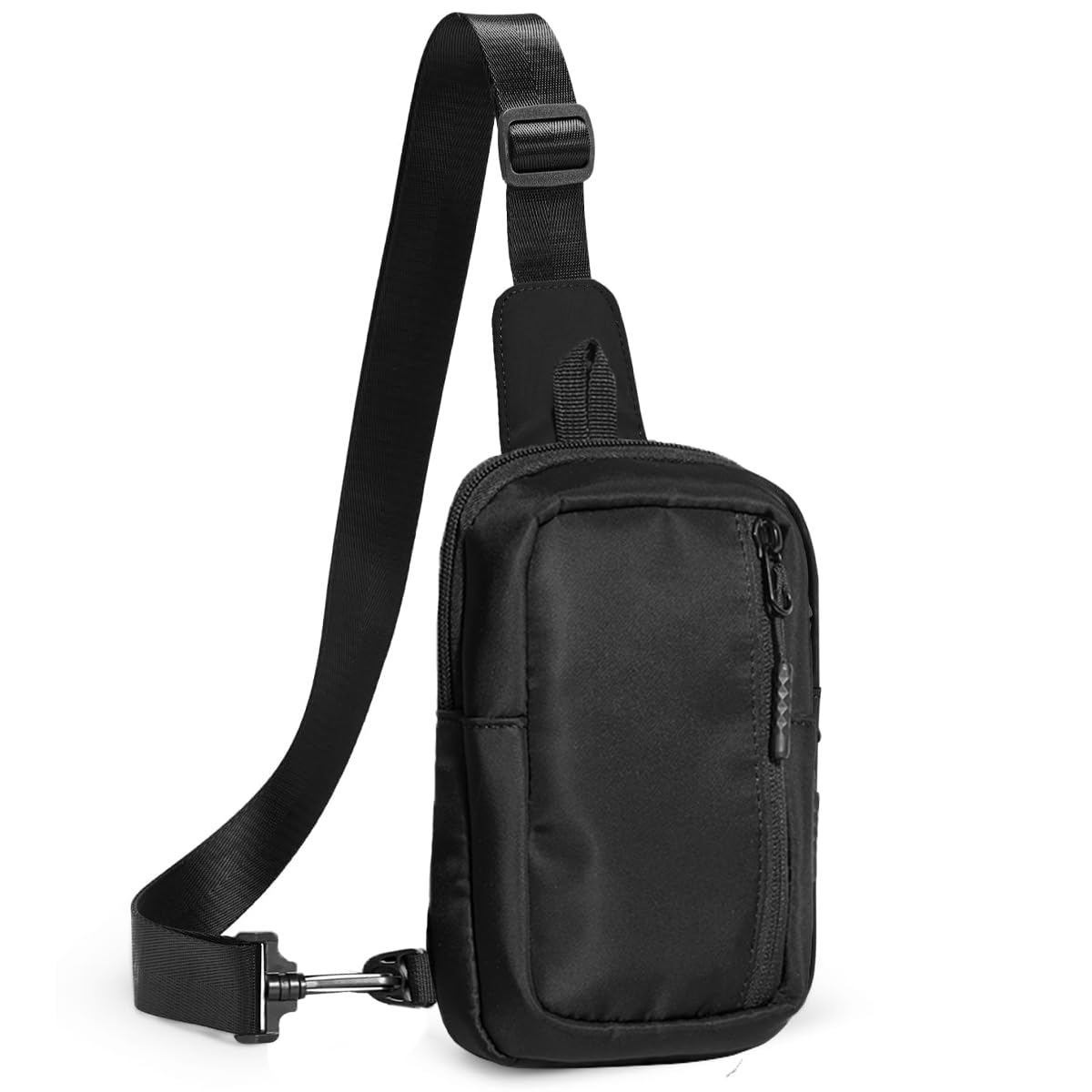 Small Sling Bag Lightweight Fanny Pack Mini Crossbody Backpack Casual Personal Pocket Bag Waterproof Phone Chest Bag, Black, 5.1"(L) x 1.6"(W) x 7.9"(H)
