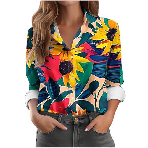 Camisa Mujer de Manga Larga Blusa Estampada Moda Casual Camiseta ...