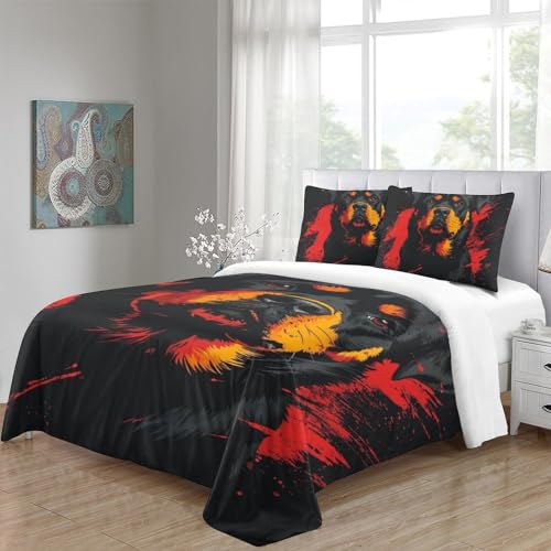 Housse de couette chien 3D King en microfibre douce Rowena