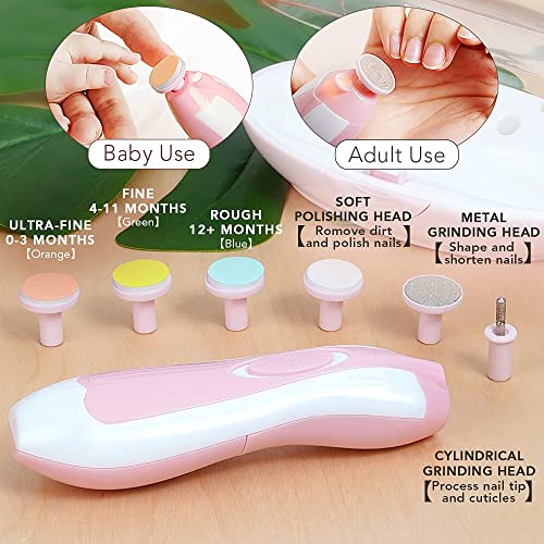 Image of H HANUMANT Enterprise Baby Nail Trimmer Electric Safe Baby Nail Clippers, Manicure Set, Trim Polish Grooming kit for Newborn Toddler or Adults Toes Fingernails, Pink