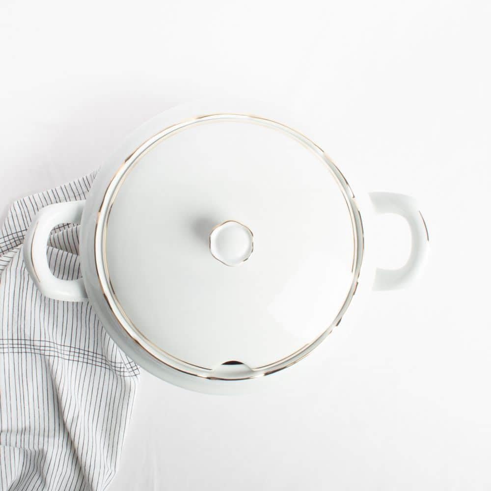 Soupière en porcelaine blanche (3 l) Sena, 1 couvercle en porcelaine, tranchant doré