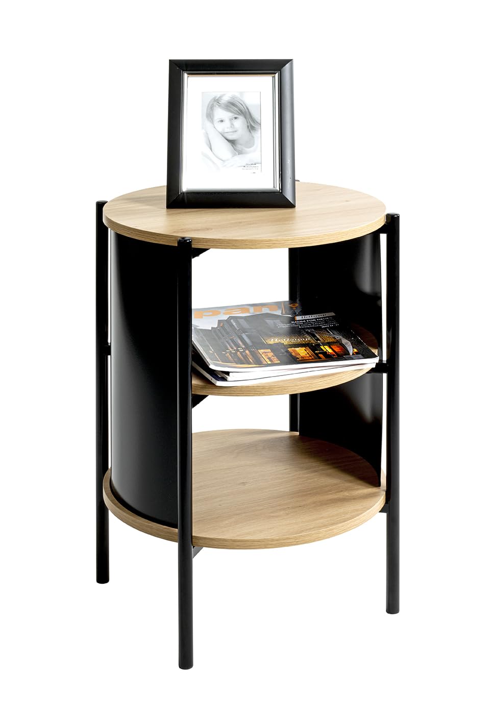 HAKU Tavolino rotondo rovere naturale nero MDF metallo tavolino rotondo - Dimensioni: A 60 x Ø 44 cm Stile: Moderno