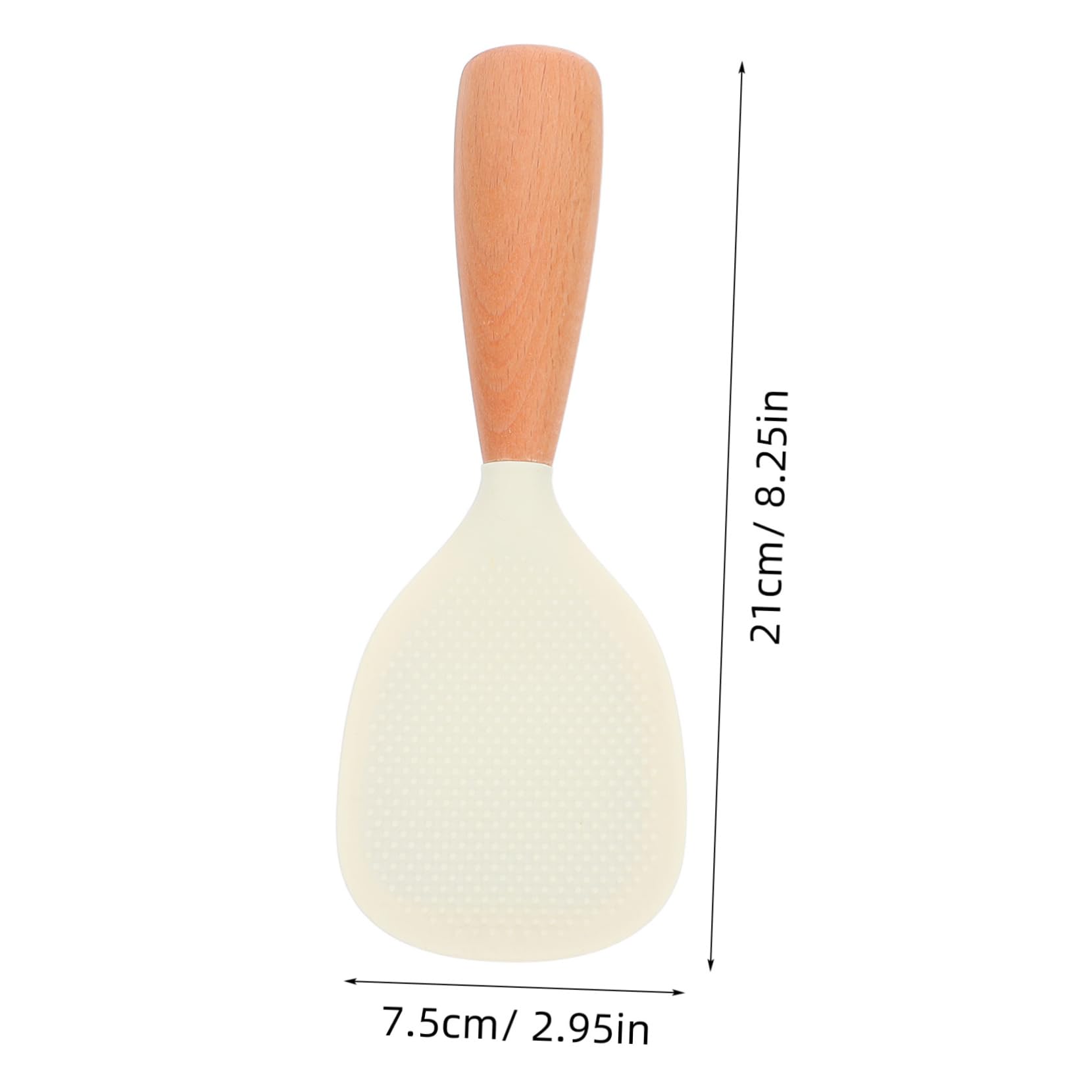VALICLUD Self Standing Silicone Rice Paddle with Wooden Handle Non Stick Rice Serving Spoon for Easy Cleaning and High Temperature Resistance Kitchen Tool for Rice Cookers