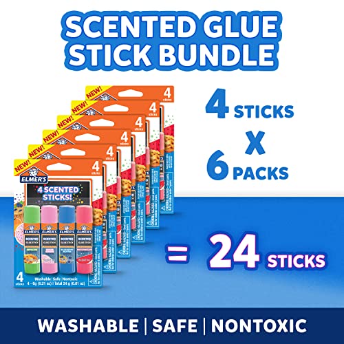 Elmer’s Scented Glue Sticks, Washable, Clear, Assorted Scents, 6 Grams, 6 Packs of 4 (24 Total Count) 2 51pDcDrJcmL