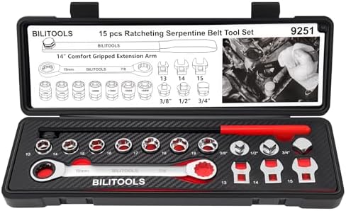 BILITOOLS 15-Piece Universal Serpentine Belt Tool Set,Belt Tensio...