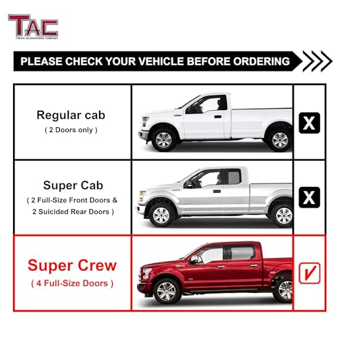 Estribos laterales TAC 3" para Ford F150 Supercrew 2004-2008 negro miniatura 3