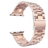 eLander 38mm Stainless Steel Metal Strap Business Replacement Band for Apple Watch Series 3 Series 2 Series 1 Sport and Edition (38mm Rose Gold)