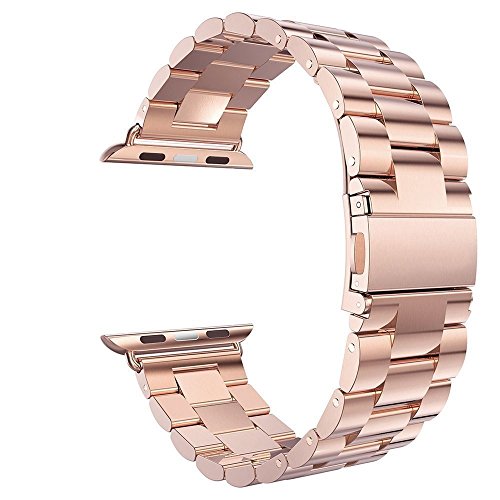 eLander 38mm Stainless Steel Metal Strap Business Replacement band for Apple Watch Series 3 Series 2 Series 1 Sport and Edition (38mm Rose Gold)