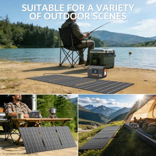 Image of HOWEASY Solar Generator 135W(270W Peak), Portable Power Station with 30W Solar Panel,Power Bank with 110V AC Outlet for Camping, Home, Outdoor Emergency