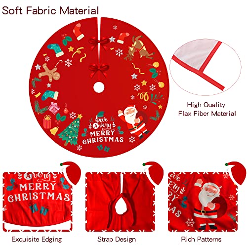 Christmas Tree Skirt,Christmas Tree Decorations,35in/90cm Xmas Tree Skirts Red and White,Xmas tree base cover for Christmas New Year Home Party Indoor and Outdoor Decoration - Image 3