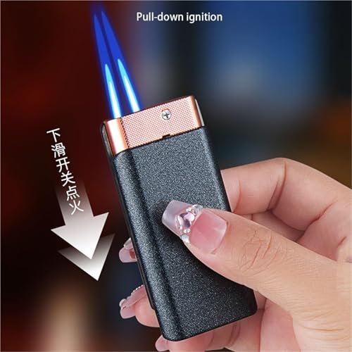 Encendedor metálico a prueba de viento de llama dual naranja miniatura 5
