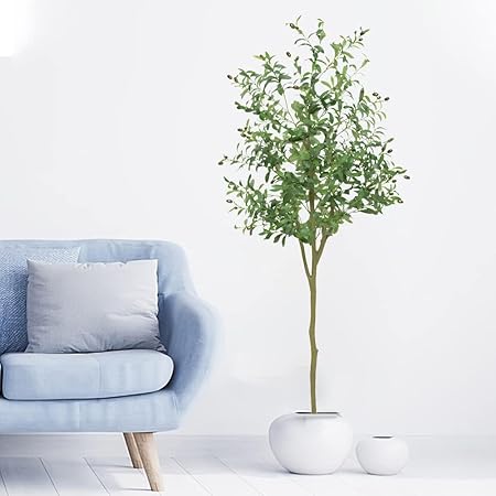 GarveeHome 5 FT Artificial Olive Tree, Faux Olive Tree with Silk Oliver Leaves and Lifelike Fruits, Fake Olive Plants in Pot for Home Decor
