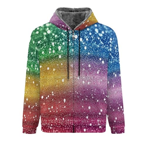 Veste doublée en polaire pour hommes sweat dégradé arc-en-ciel