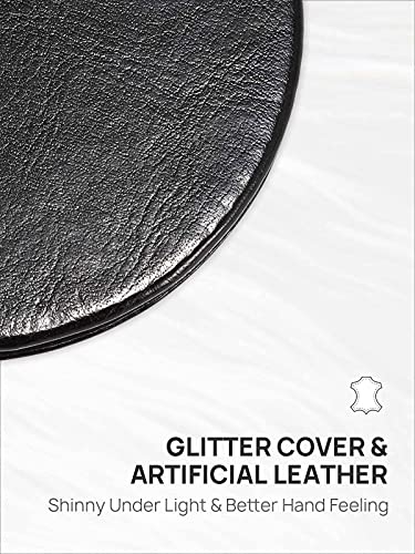 Omiro 1X/10X Magnifying Compact Mirror With Pu Leather, Ultra-Portable For Purses And Travel, Round Black #TOP1