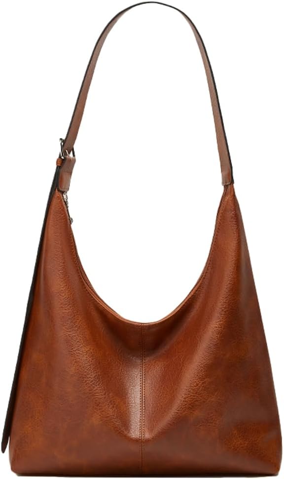 Slouchy Tote Bags for Women Retro Vegan Leather Shoulder Crossbody Bag Faux Leather Handbag Purse Satchel Soft Leather Bag