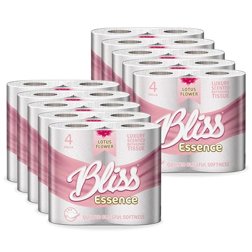 indigo Bliss Luxury Scented Bathroom 40 Toilet Rolls 2 Ply Lotus Flower - Super Soft and Strong Toilet Paper - Ultimate Quilted Comfort for a Luxurious Bathroom Experience -4 x10 Rolls Pack = 40 Rolls