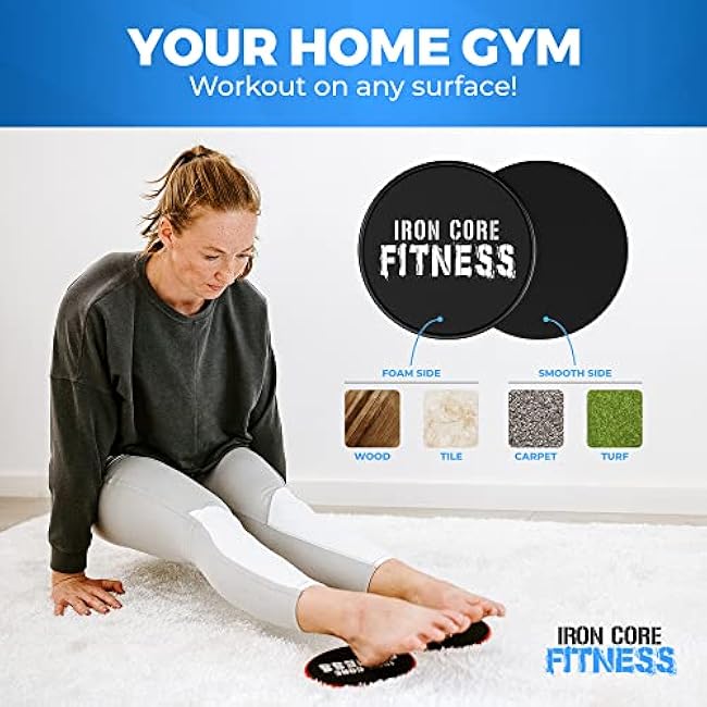 Core Sliders for Working Out, Dual Sided Exercise Gliding Discs for Use on All Surfaces, Ultimate Core Trainer, Light and Portable, Gym & Home Total Body Workout Equipment