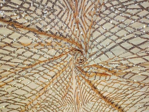 Tissu filet Lyra avec séquence doré de 147,3 cm pour couture créative
