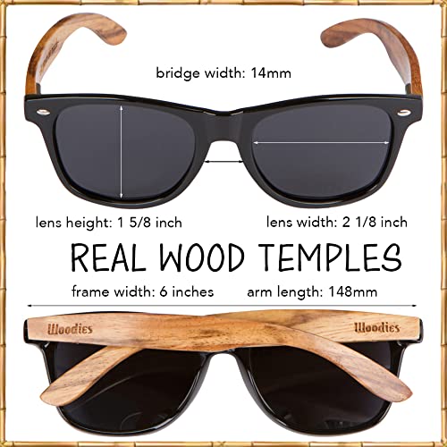Woodies Zebra Wood Classic Black Sunglasses for Men and Women | Dark Polarized Lenses | 100% UVA/UVB Protection2