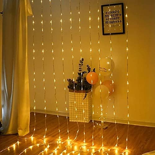 Image of Desidiya 200 LED Waterfall Curtain String Lights 3x2m Warm White | 8 Lighting Modes, Adjustable Brightness, Memory Function, 10 Hanging Strands, Indoor & Outdoor Use