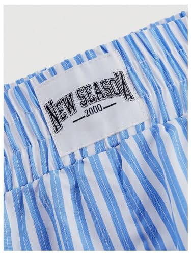 Floerns Women's Casual Striped Letter Patched Elastic Waist Straight Wide Leg Pants4