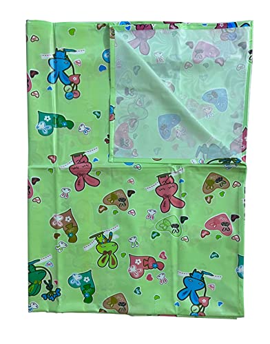 Image of EcoSoft Plastic Sheet,PVC Sheet for Kids,Rubber Sheet for Babies,Bed Wetting Protector(90 x 135 cm) (Green Heart)