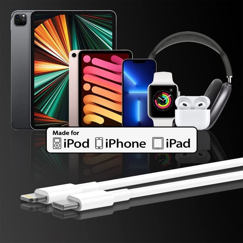 Image of The Black Store Original 20W Charger for iPhone Ipad Airpods Devices (Adapter & Cable) (20W625), Multicolour