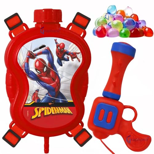 Image of GRAPHENE Red Holi Pichkari Water Gun with100 Balloon 500ml Back Holding Water Tank Pichkari High Pressure Water Spray Pistol Gun for Kids