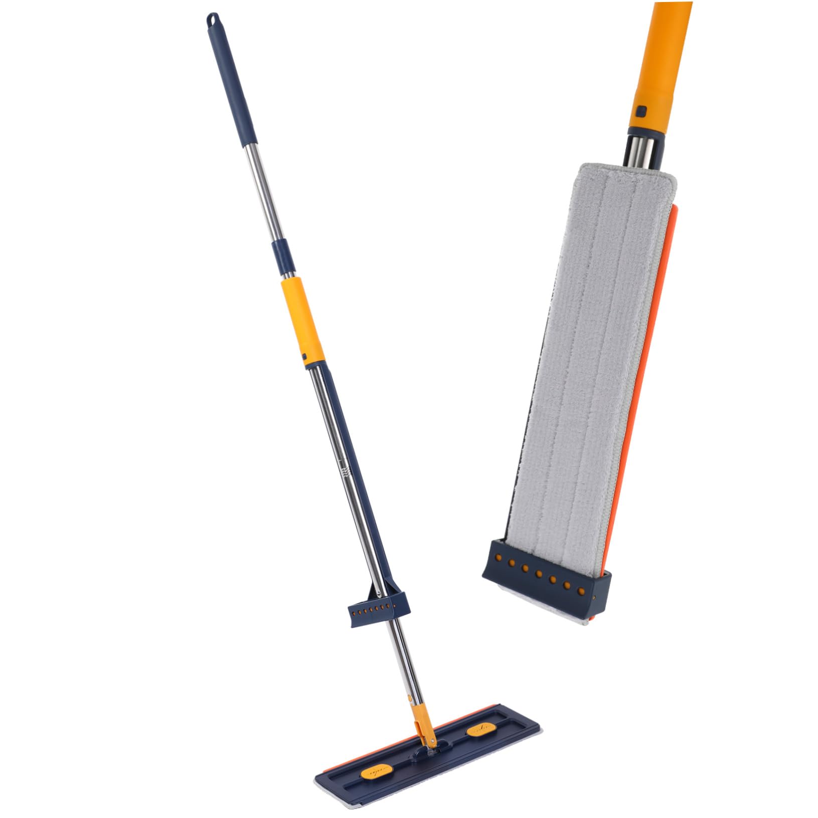 Trapeador Plano Grande 6 Almohadillas de Microfibra, Fregona Multifuncional sin Lavado, Material Absorbente Azul para Limpieza de Suelos y Baños, Fácil de Usar para Hogar