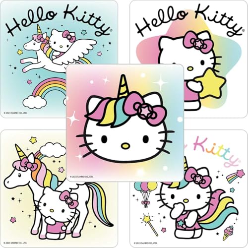 SmileMakers Hello Kitty Rainbows & Unicorns Stickers 2.5 inches 100 Count Multicolor