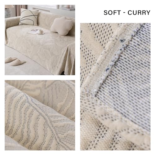 Housse de canapé curry 180x380 cm multi-usages pour sectionnel lavable - 3