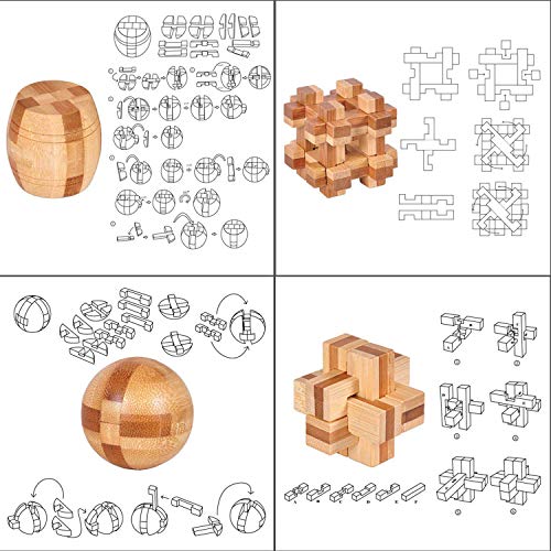 Brain Teaser Puzzle 20Pcs Unlock Interlock Game Iq Test Wooden Toy 3D Unlock Interlock Puzzle Magic Ball Brain Teaser Toy Puzzles For Adults #TOP1