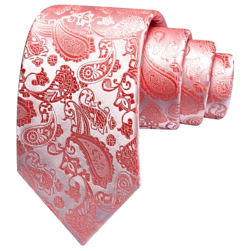 Image of GUSLESON 3.15 inch(8cm) Fashion Paisley Ties Mens Woven Jacquard Necktie for Wedding