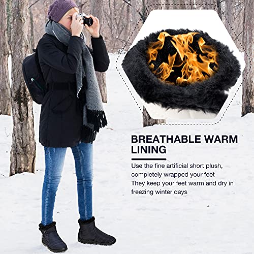 Harence Snow Boots For Women Winter Boot With Comfortable Warm Fur Lined Ankle Booties Outdoor Slip On Waterproof Short Boots #TOP2
