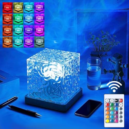Image of YXQUA Northern Lights Ocean Wave Projector Light, Galaxy Light Projector, 16 Colors Gradual Rotating Flame Water Ripple Ambient Night Light Non-Wood for Bedroom, Room Decor, Kids Room (Charge)